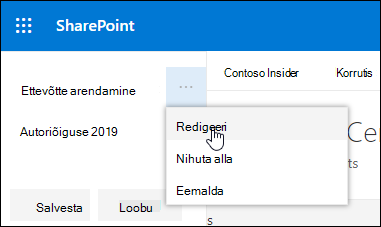 Saate SharePointi suhtlussaidi jaluses olevat linki või silti redigeerida.