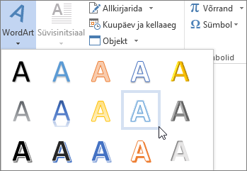 WordArt-objekt suvandi objekt