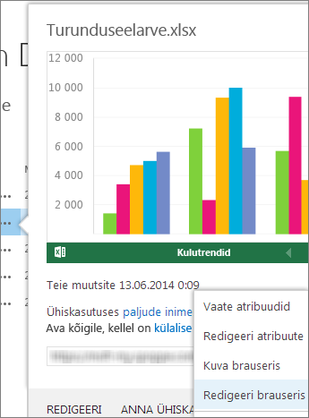 Office'i dokumendi eelvaade SharePointi teegis