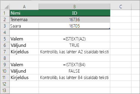 ISTEXT Examples