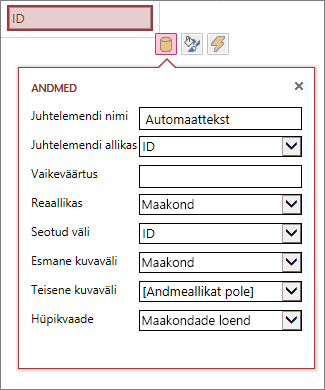 All available properties in property box