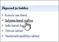 Klõpsake veerus Õigused ja haldus nuppu Salvesta saidimall