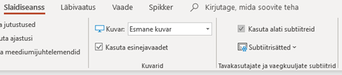 Menüü Slaidiseanss märkeruut Kasuta alati subtiitreid