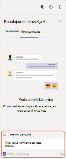 Sisestage koostamisväljale küsimus