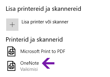 Märkmiku asukoha valikumenüü rakenduses OneNote Windows 10 jaoks