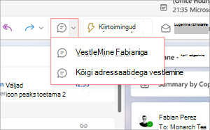 Chat around email ribbon item select for drop-down menu