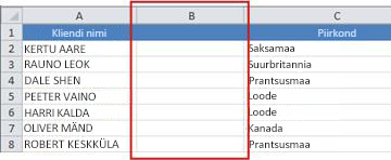 Empty column for entering formula