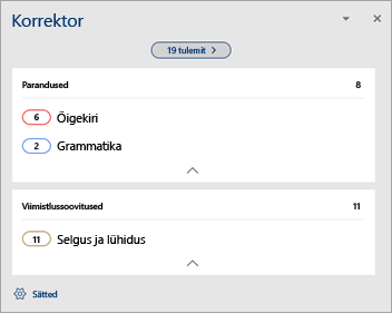 Õigekeelekontrolli vigade ülevaate pilt