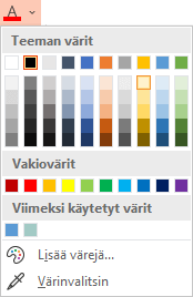 Avaa värivalikko napsauttamalla alanuolta fonttiväri-painikkeen vieressä