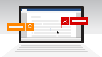 Merkinnät, jotka osoittavat, että kaksi käyttäjää muokkaa Word-asiakirjaa