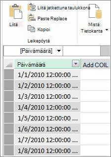 Päivämäärätaulukko Power Pivotissa