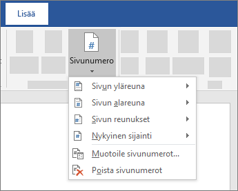 Lisää sivunumero