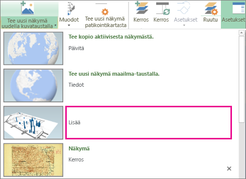 Uusi mukautettu kartta -painike Uusi kohtaus -valikoimassa