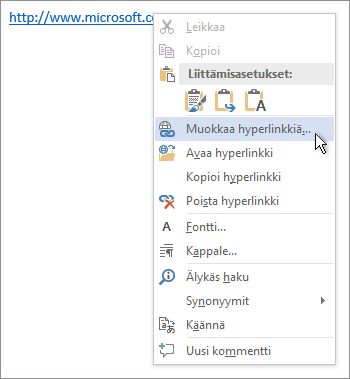 Hyperlinkin muokkaaminen