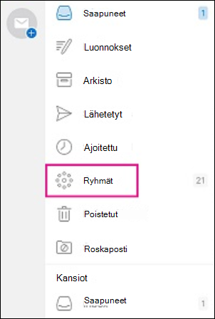 Ryhmät-kansio siirtymisruudussa