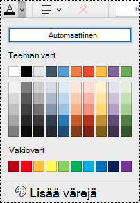 Fonttivärin avattava valikko OneNote for Macissa.