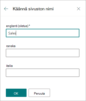 Sivuston nimen kääntäminen