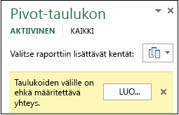 Luo-painike tulee näkyviin, kun yhteys tarvitaan