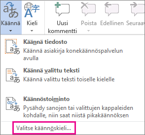 Valitse käännöskieli