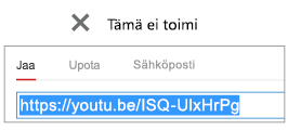 Jos upotuskoodin alussa on ”http”, videon upotus ei toimi oikein.