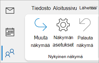 Näyttökuva näkymän asetuksista perinteisessä Outlookin valintanauhassa