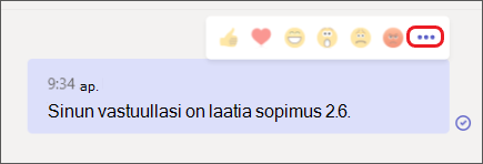 Realistinen viesti, jossa Lisää vaihtoehtoja -valikko on korostettuna.