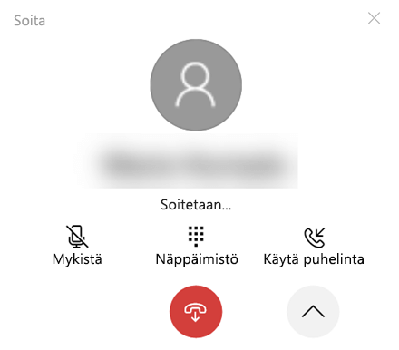 Laajennettu puheluikkuna.