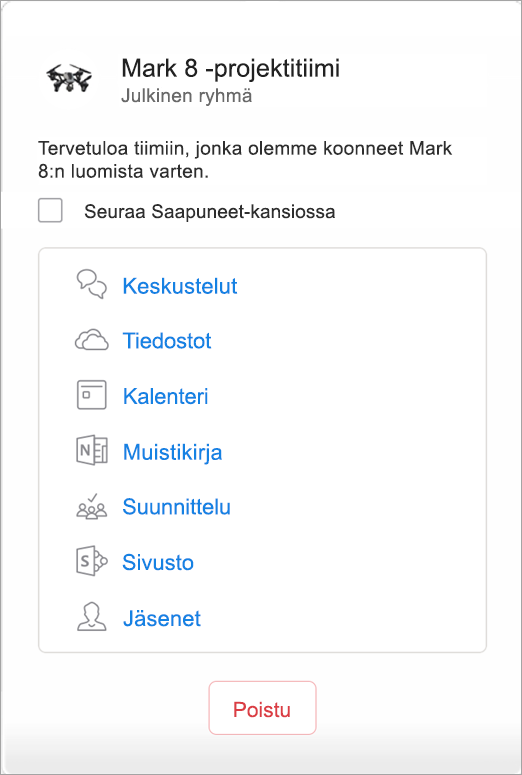 Näyttää jäsenten lisäämisen