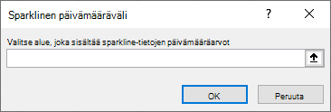 Valitse Sparkline-päivämääräalue-valintaikkunassa alue, joka sisältää Sparkline-tietojen päivämääräarvot.