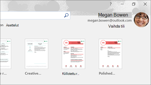 Kirjautuneena sisään Microsoft Wordiin Microsoft-tilillä