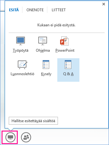 Kysymysten ja vastausten hallinnan ikkuna