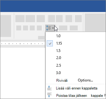 Riviväliasetukset Kappale-valintaikkunassa