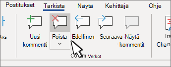 Kommenttipainikkeen poistaminen