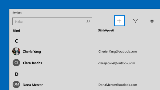 Lisää yhteystieto Ihmiset-sovelluksessa