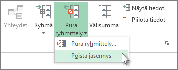 Valitse Pura ryhmittely ja sitten Poista jäsennys