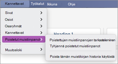 Poistetut muistiinpanot > muistikirjat > Näytä poistetut muistiinpanot