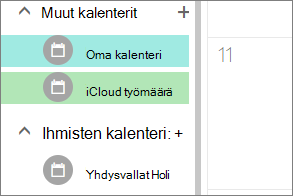 iCloud-kalenteri näkyy Outlookin verkkoversio Muut kalenterit -kohdassa