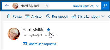 Näyttökuva Lisää suosikkeihin -painikkeesta