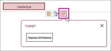 Toiminnot-painike komentopainikkeena näkymässä.