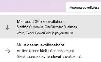 Asenna sovelluksia Microsoft365.com