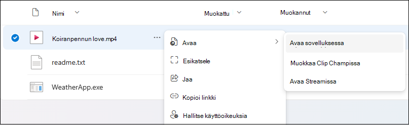 Avaa tiedosto työpöytätiedostossa avaamalla se sovelluksessa