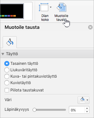 Taustamuotoilun määrittäminen