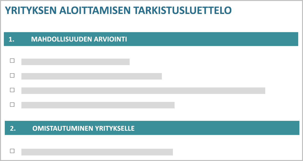 Käsitteellinen kuva tarkistusluettelosta