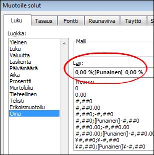 Mukautettu lukumuoto