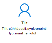 Tilit Asetukset näytössä