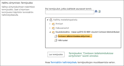 Termi sarjan valitseminen