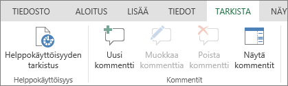 Lisää, muokkaa, poista ja näytä kommentteja