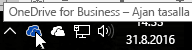 Näyttökuva kohdistimesta sinisen OneDrive-kuvakkeen päällä ja tekstistä OneDrive for Business.