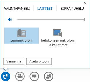 Näyttökuva ääniasetuksista