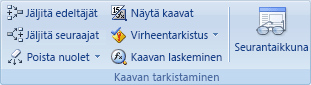 Kaavat-välilehden Kaavan tarkistaminen -ryhmä